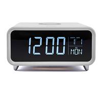 Groove Athena Digital Alarm Clock with Wireless Charging Pad & LCD Display White