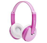 Groov-e Bluetooth DJ Style Wireless On-Ear Headphones for Kids with 7.5 Hours Playback, Soft Earpads, Hands-Free Mic and Audio-Sharing Port - Pink