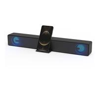 groov e Soundbar 20 - Portable Bluetooth Sound Bar with USB, TF Card, & AUX Playback - Speaker with 20W Power & Super Bass - LED Light Mode, Rechargeable Battery, Voice Assistant - Black