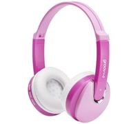 Groov-e Bluetooth DJ Style Wireless On-Ear Headphones for Kids with 7.5 Hours Playback, Soft Earpads, Hands-Free Mic and Audio-Sharing Port - Pink