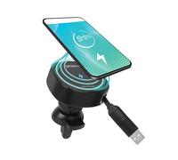 groov e Car Phone Charging Mount - Supports MagSafe and Wireless Charging, with Magnetic Grip & Built-In Retractable USB Cable, 360-Degree Rotation