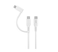 groov e Charging Cable - 2-in-1 Multi-Connector USB-C to USB-C/Lightning Cable - 3A USB Cable for Fast Charging, 1m Transfer Cable, USB-A Adaptor Included, Fast Charger Compatible