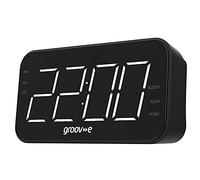 groov e Curve Radio - Rechargeable Digital FM Radio Alarm Clock with LCD Display, Dual Alarm Setting, & Dimmer Function - Battery or USB-C Powered - Portable - 20 Preset Stations