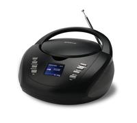 Groov-e DAB Boombox - Portable CD Player with Radio, 3.5mm Aux Port, Bluetooth Speaker, & Alarm Clock - LED Display, 2x 1W Speakers - Battery or Mains Powered - Black