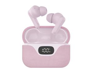groov e Flex Buds True Wireless Earbuds - Pink - with Active Noise Cancelling, Fabric Charging Case, Clear Calls, Touch Control, Supports Voice Assistants