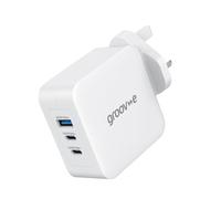 Groov-e GaN USB Wall Charger 100W - High-Power Multi-Port Fast-Charge Adaptor with USB-C Power Delivery for Smartphones, Tablets, and Laptops - White