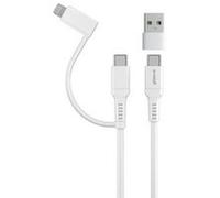 GROOV-E GVMA071WE USB LEAD, 2 IN 1, 1M, USB-C TO LIGHTNING
