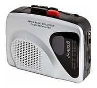Groov-e Portable Retro Personal Cassette Player and Recorder with Built-In Speaker & Microphone, AM/FM Radio, 3.5mm Headphone Jack and Earphones Included - Black/Silver