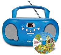 GROOV-E GVPS733CD10/BE Portable FM/AM Boombox & Children's Stories CD - Blue, Blue