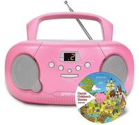 GROOV-E GVPS733CD10/PK Portable FM/AM Boombox & Children's Stories CD - Pink, Pink