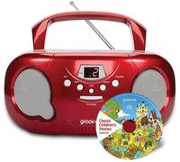 GROOV-E GVPS733CD10/RD Portable FM/AM Boombox & Children's Stories CD - Red, Red