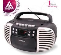 Groov-e GVPS813BK Retro Boombox Portable CD & Cassette Player with Radio│Black