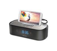 Groov-e GVSP406BK TimeCurve Alarm Clock Radio with USB Charging Station - Black