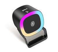 groov e Iris Wireless Charging Stand - 15W Fast Charging, Smartphone Stand with 5W Bluetooth Speaker & RGB LED Lights, Lightweight and Portable, Comes with a USB-C Cable