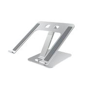 groov e Laptop & Tablet Stand - Foldable Computer Stand for Desks with Height and Angle Adjustment - Non-Slip Pads, Ergonomic Position - For Laptops, Tablets and Devices Sized 10"-17" - Silver