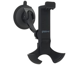 groov e Large Window Mount - Universal Phone Holder & Car Cradle for Mobile Devices - Windscreen Mounting Secure Suction Cup, Rubber Phone Grip, Adjustable Arm - 4.7-6.7 Inch Device Support - Black