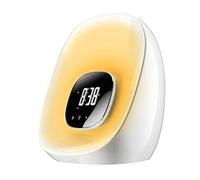 Groov-e Light Curve Touch Control FM Radio Alarm Clock with LED Lamp Wake-Up Light & Snooze - White