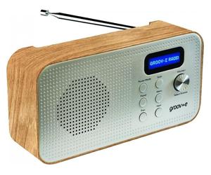 GROOV-E Lisbon Portable DAB/FM Bluetooth Radio - Wood, Silver/Grey,Brown