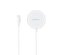 Groov-e Magnetic Wireless Charger 15W - Wireless Charging Pad for Smartphones with 1.2M USB-C Cable Included - White