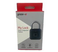 Groov-e Smart Padlock My Lock – Fingerprint, 10-user memory, Zinc Alloy, 12M Battery – Black