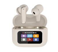 groov e Neo Buds True Wireless Earbuds - Sand - with Active Noise Cancelling and Smart Display, Screen, Clear Calls, Touch Control, 22 Hours of Playback