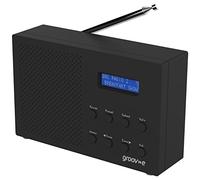 Groov-e Paris DAB & FM Digital Radio - Built-In Alarm Clock & Bluetooth Connectivity - LCD Display - Mains or Battery Operated - Portable Radio - 20 Preset Stations - Black