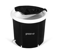Groov-e Portable Ice Bath - Foldable Outdoor Cold Plunge Tub for Cold Water Therapy and Training Recovery, Collapsible Outdoor Ice Bathtub with Lid and Top Ring - 85cm x 75cm, 265L, Black