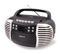 GROOV-E RETRO BOOMBOX PORTABLE CD CASSETTE & FM RADIO PLAYER - BLACK - GVPS813BK