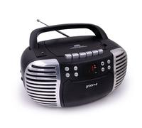 GROOV-E RETRO BOOMBOX PORTABLE CD CASSETTE & FM RADIO PLAYER - BLACK - GVPS813BK