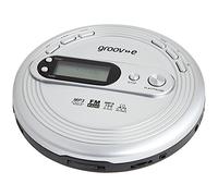 Groov-e RETRO Radio CD Player - Personal FM Radio with CD-R, CD-RW, & MP3 Music Playback - Anti-Skip Protection, Programmable Tracks - Earphones Included - Micro-USB or Battery Powered - Silver