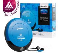Groov-e Retro Series Personal Portable CD Player│with Earphones│LCD Display│Blue