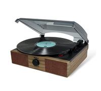 Groov-e Retro Vintage Turntable - Vinyl Record Player, Built-in Speakers, Bluetooth Connectivity, Portable Speaker, Plays Records, 33/45 RPM Speeds, 3.5mm Line Out Jack, Alarm Clock