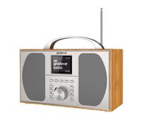 Groov-e Stockholm Wooden DAB+ Digital & FM Radio with Bluetooth | 80 Station Presets, Colour LCD Display, Dual Alarm & Sleep Timer, Mains or Battery Powered