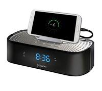 groov e Time Curve - Digital Alarm Clock with Built-In FM Radio & USB Charging Station - Backlit LED Display, 3.5mm Aux-In - Mains Powered - 20 Preset Stations