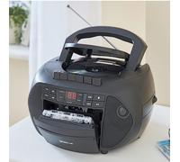 Groov-E Traditional Boombox - Portable Cassette Tape & CD Player with Radio, 3.5