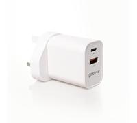 Groov-e Travel Wall Charger 25W with Worldwide Adaptors - USB-C & USB-A Power Delivery Adaptor with UK, EU, USA & AUS Plugs and Carry Pouch Included - White