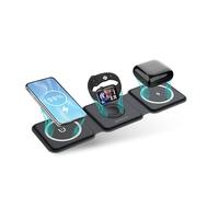 Groov-e Three-in-One Foldable QI Wireless Charging Pad - Black, Black