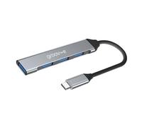 Groov-e USB-C to 4-Port USB-A Hub - Compact USB Splitter Adaptor for Laptops and Tablets - Silver