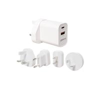 Groov-e USB-C & USB-A Mains Charger 20W with Worldwide Travel Adaptors
