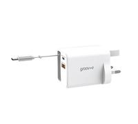 Groov-e 45W Mains Charger With 0.7M Integrated Cable & Usb-c Port With 45W Output Plus Usb-a Port, White