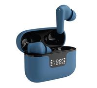 groov e Vibe Buds True Wireless Earphones with Active Noise Cancelling - Touch Controls, Built-In Mic, Voice Assistant, LED Battery Display Case - Blue