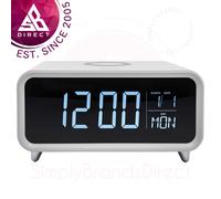 Groov-e WC01WE Athena Alarm Clock with Wireless Charging Pad & Night Light│InUK