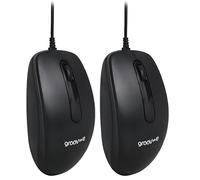 groov e Wired Optical Mouse - Computer Accessories for Laptops and PCs, Ergonomic Design, USB Connection, Compact Mouse - Black (Pack of 2)
