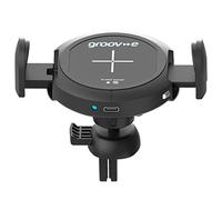 groov e Wireless Auto Grip Car Mount - Phone Holder with 10W Wireless Charging for Qi Enabled Devices, 360 Degree Rotation, & Infrared Auto Gripping - Window & Air Vent Mounting - Type-C USB Operated