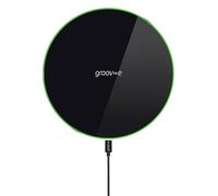 Groov-e Wireless Charging Pad 15W - Qi-Compatible Wireless Charger for Smartphones with USB-C Powered Slim Flat Design - Black