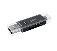 Groove-e Memory Card Reader - Portable Card Reader with Dual Card Slots - For SD & Micro SD Cards - USB-A, USB-C, & Micro-USB Compatible - Plug & Play