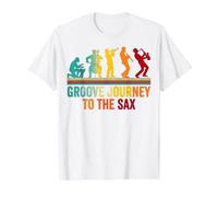 Groove Journey to the Sax Retro Musical Evolution Silhouette Value Graphic T-Shirt, Men, White, S