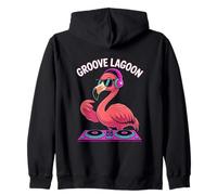 Groove Lagoon Dj Flamingo Headphones Fun Zip Hoodie