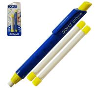 Groove Retractable Click Pencil Eraser, Yellow Body, Pack of 1, Eraser Refill, Pen-Style Mechanical Retract Eraser, School Office Home Use, iZOFAX