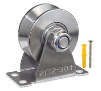 Groove Wheel Pulley Stainless Steel Pulley Block Super Silent Single Pulley Block For Sliding Gate And Wire Rope Detachable Duplex Bearing With Mounti